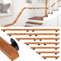 Ikodm Handlauf Kiefernholz, Geländer Wandmontierte Treppengeländer, Halbrunde Wood