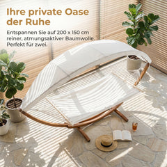 Ikodm Hängematte Hammock Holz mit Gestell Sonnendach