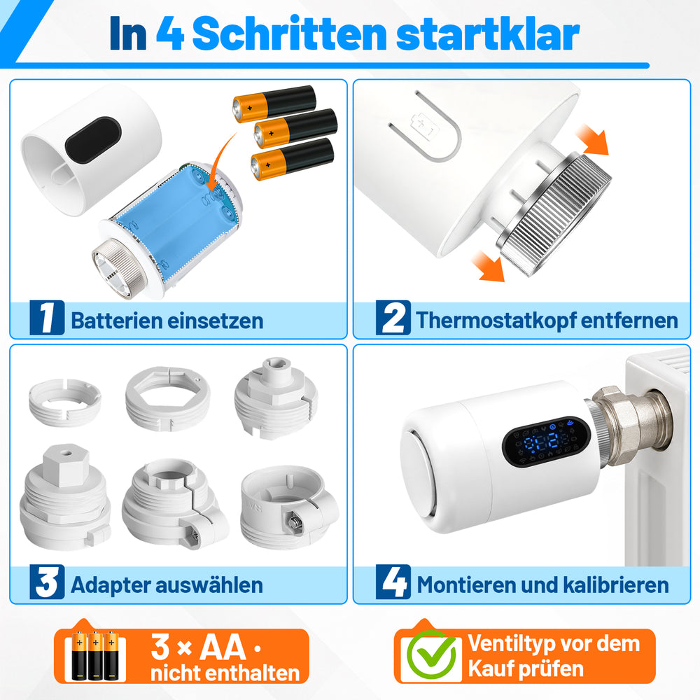 Ikodm Smartes Heizkörperthermostat mit WLAN, App-Steuerung ohne Hub