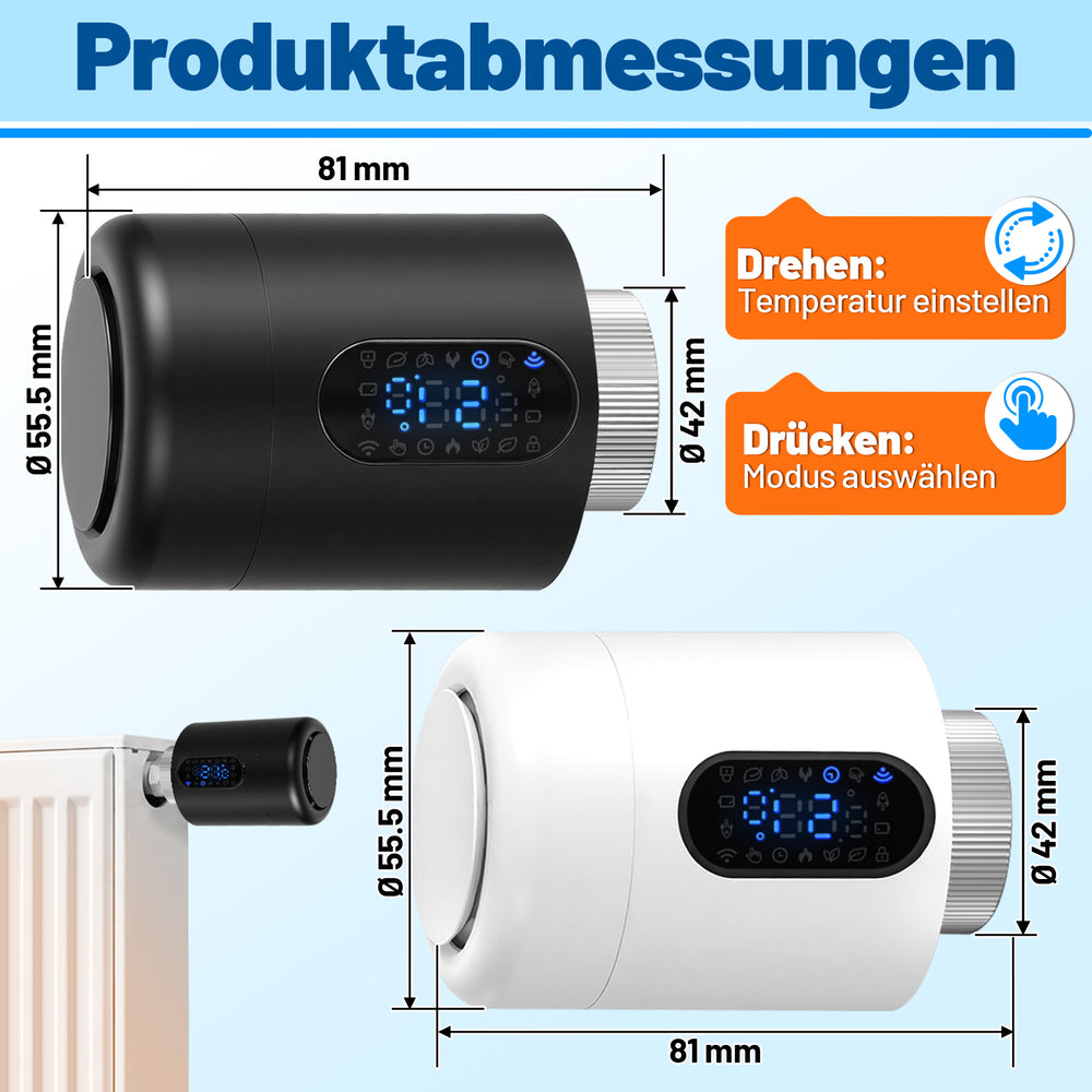 Ikodm Smartes Heizkörperthermostat mit WLAN, App-Steuerung ohne Hub