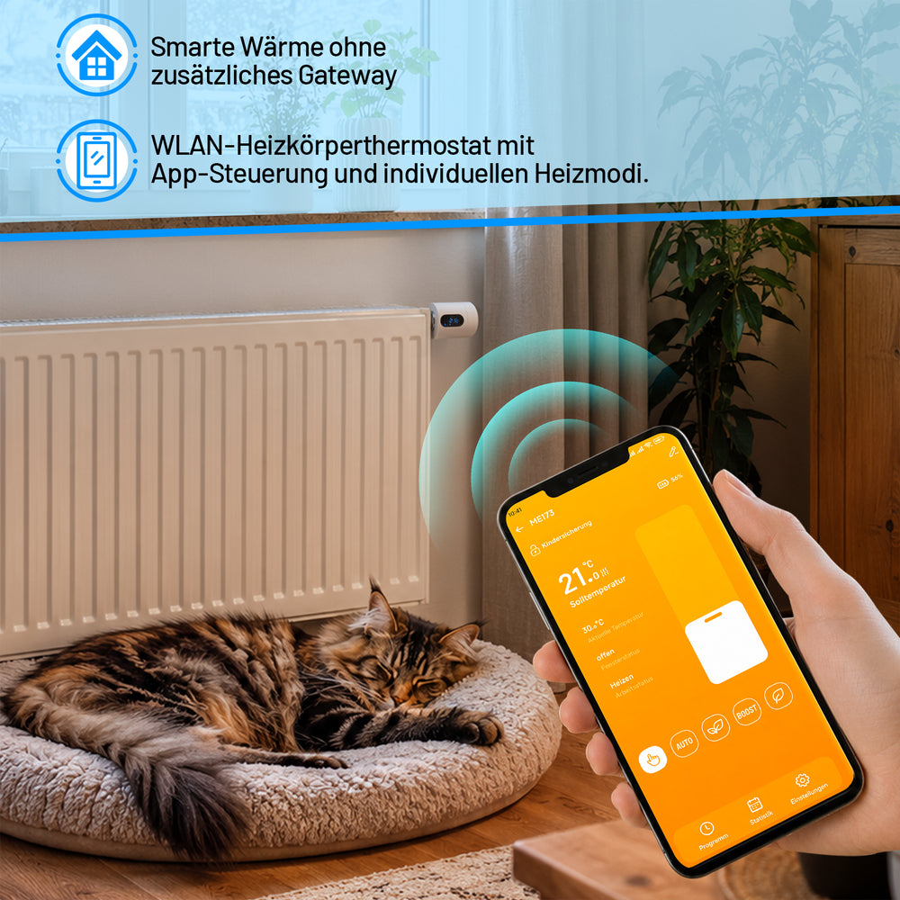 Ikodm Smartes Heizkörperthermostat mit WLAN, App-Steuerung ohne Hub