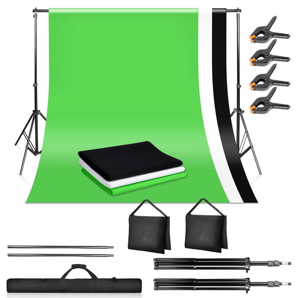 Ikodm Verstellbares Fotostudio Hintergrundsystem mit 3 Hintergründen