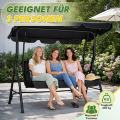 Ikodm Hollywoodschaukel Gartenschaukel 3 Sitzer mit Sonnendach