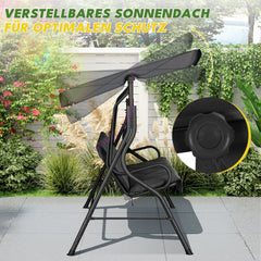 Ikodm Hollywoodschaukel Gartenschaukel 3 Sitzer mit Sonnendach