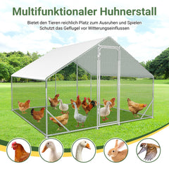 Ikodm Hühnerstall Freilaufgehege Verzinkter Stahl mit Dachplane 3*3*2m