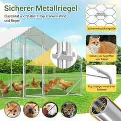 Ikodm Hühnerstall Freilaufgehege Verzinkter Stahl mit Dachplane 3*2*2m