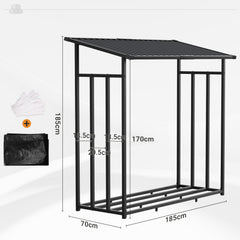 Ikodm Kaminholzregal Metall 185x70x185cm Unterstand mit Dach
