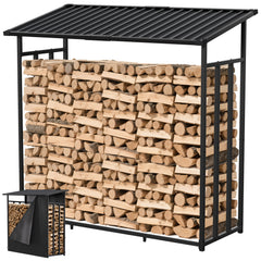 Ikodm Kaminholzregal Metall 185x70x185cm Unterstand mit Dach