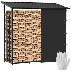 Ikodm Kaminholzregal Metall 185x70x185cm Unterstand mit Dach