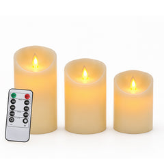 Ikodm 3er LED Kerzen Ø7,5cm Set Flackernd
