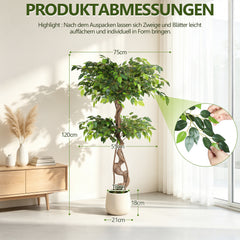 Ikodm Künstlicher Ficusbaum im Topf, pflegeleicht & dekorativ