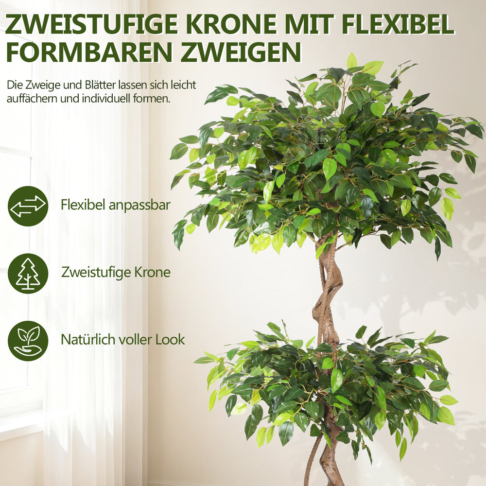 Ikodm Künstlicher Ficusbaum im Topf, pflegeleicht & dekorativ