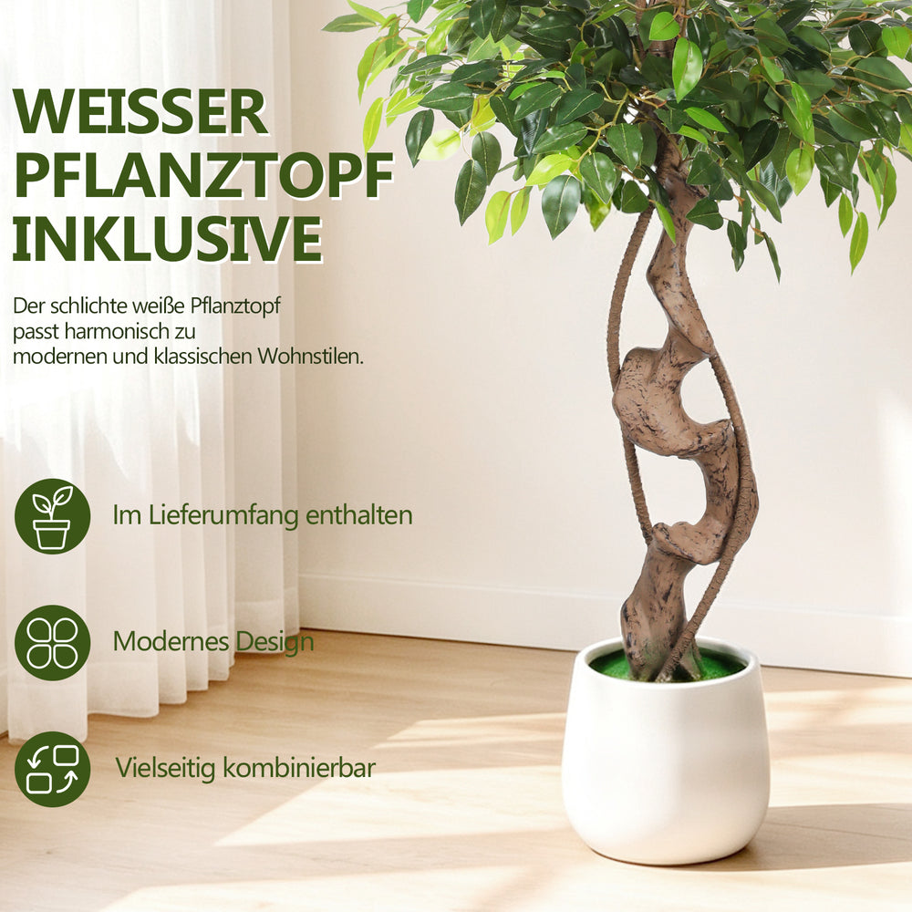 Ikodm Künstlicher Ficusbaum im Topf, pflegeleicht & dekorativ
