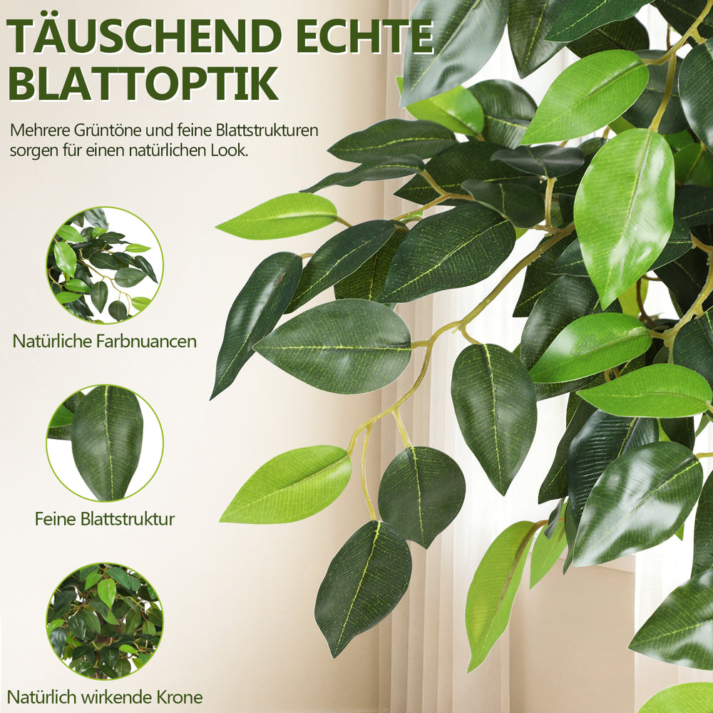 Ikodm Künstlicher Ficusbaum im Topf, pflegeleicht & dekorativ