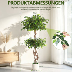 Ikodm Künstlicher Ficusbaum im Topf, pflegeleicht & dekorativ
