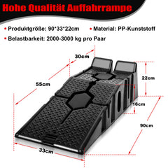 Ikodm 2x Kunststoff-Auffahrrampen 3T – PKW Verladerampen