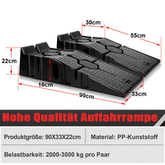Ikodm 2x Kunststoff-Auffahrrampen 3T – PKW Verladerampen