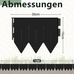 Ikodm Beeteinfassung Kunststoff PP Rasenkante Schwarz 15cm höhe