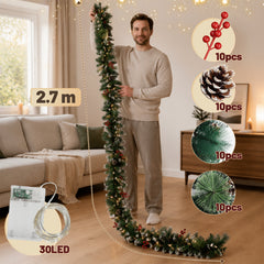 Ikodm Weihnachtsgirlande Tannengrün Kunststoff mit LED Tannengirlande