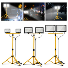 Ikodm LED Baustrahler mit Stativ 2x50-200W, 10.000 Lumen, IP66