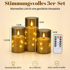 Ikodm LED Kerzen 3er Set Fernbedienung