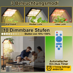 Ikodm LED Pflanzenlampe Grow Light UV IR mit Ständer