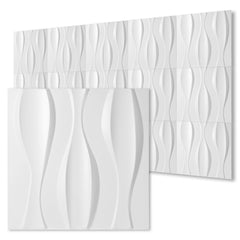 Ikodm 3D Wandpaneele 12 Stück 50x50 cm Linear Weiß