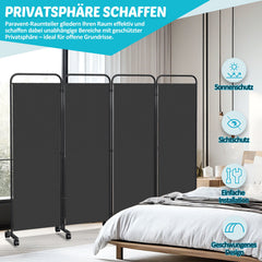 Ikodm Paravent Raumteiler mit Rollen Trennwand&Sichtschutz Anthrazit/Beige
