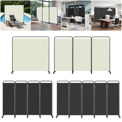 Ikodm Paravent Raumteiler mit Rollen Trennwand&Sichtschutz Anthrazit/Beige