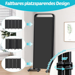 Ikodm Paravent Raumteiler mit Rollen Trennwand&Sichtschutz Anthrazit/Beige