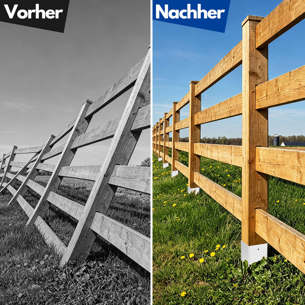Ikodm 4x Pfostenträger zum Aufschrauben für Holzpfosten, verzinkt