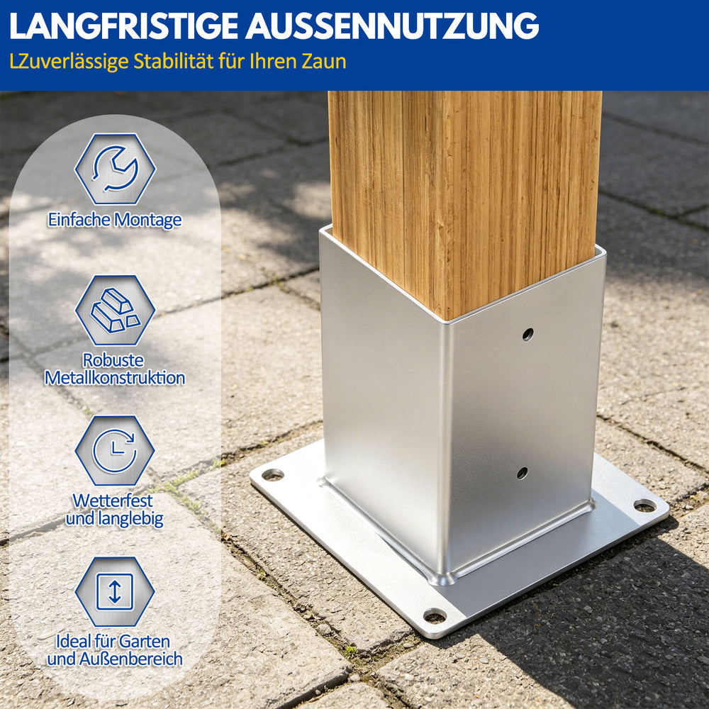 Ikodm 4x Pfostenträger zum Aufschrauben für Holzpfosten, verzinkt