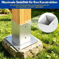 Ikodm 4x Pfostenträger zum Aufschrauben für Holzpfosten, verzinkt
