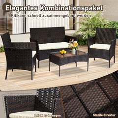 Ikodm Polyrattan Gartenmöbel Set mit Tisch, Sitzpolstern