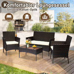 Ikodm Polyrattan Gartenmöbel Set mit Tisch, Sitzpolstern