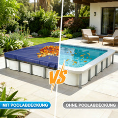 Ikodm Poolabdeckung Rechteckig Poolplane 160 g/m² für Aufstellpool