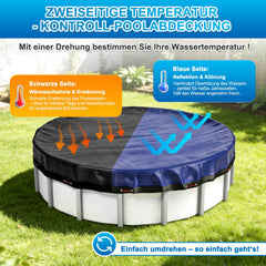 Ikodm Poolabdeckung Rund Poolplane 160 g/m² für Aufstellpool