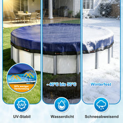 Ikodm Poolabdeckung Rund Poolplane 160 g/m² für Aufstellpool