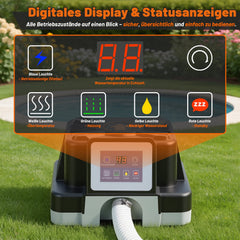 Ikodm Poolheizung Elektrisch 3KW mit FI-Schutz Digitalanzeige