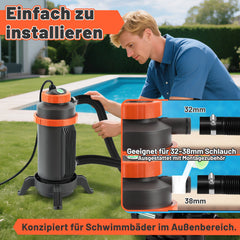 Ikodm Poolheizung Elektrisch Schwimmbadheizung bis zu 45°