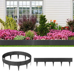 Ikodm Rasenkante Gartenpalisade Rattan-Optik