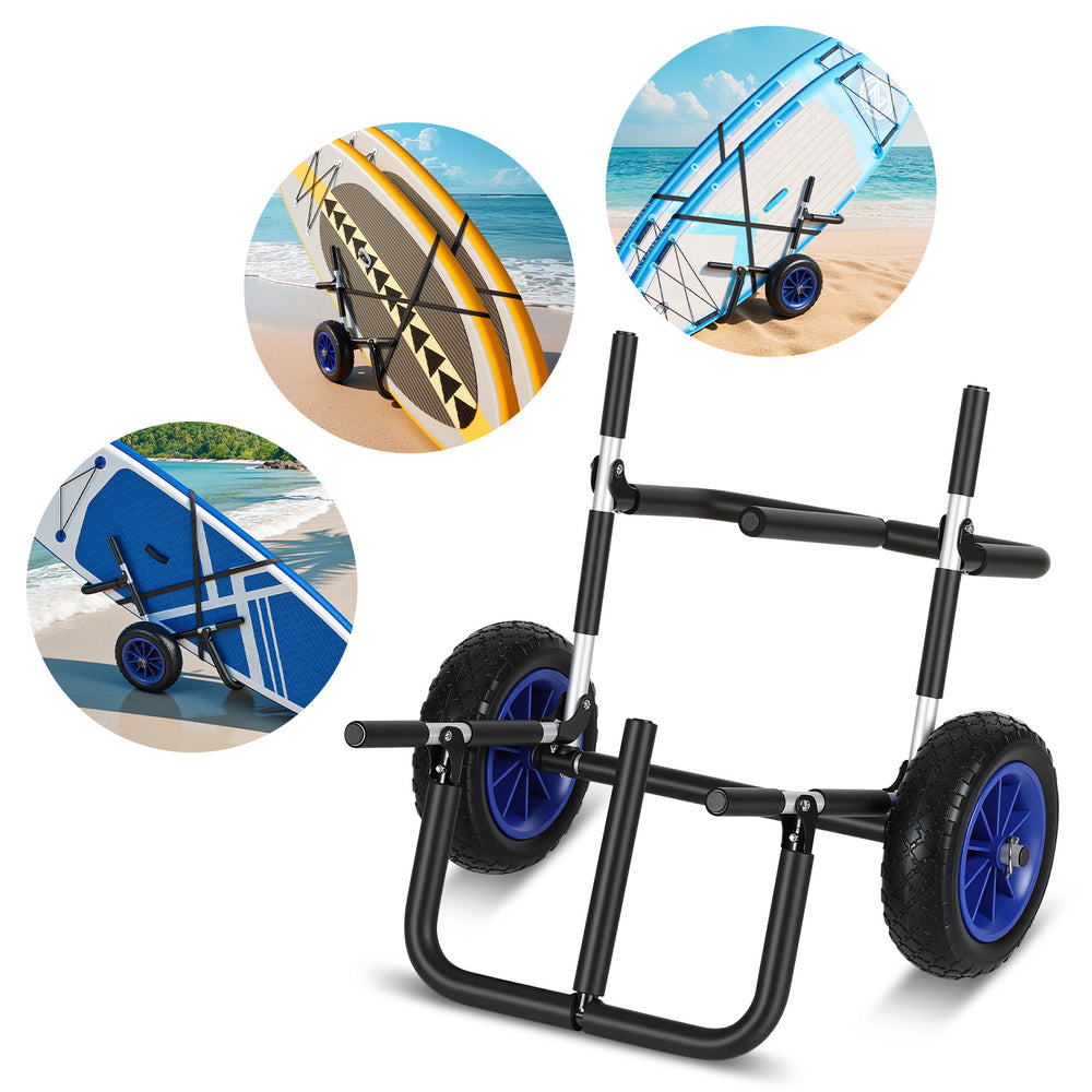 Ikodm SUP Transportwagen mit Luftreifen und Spanngurt für Kajak & Surfbrett
