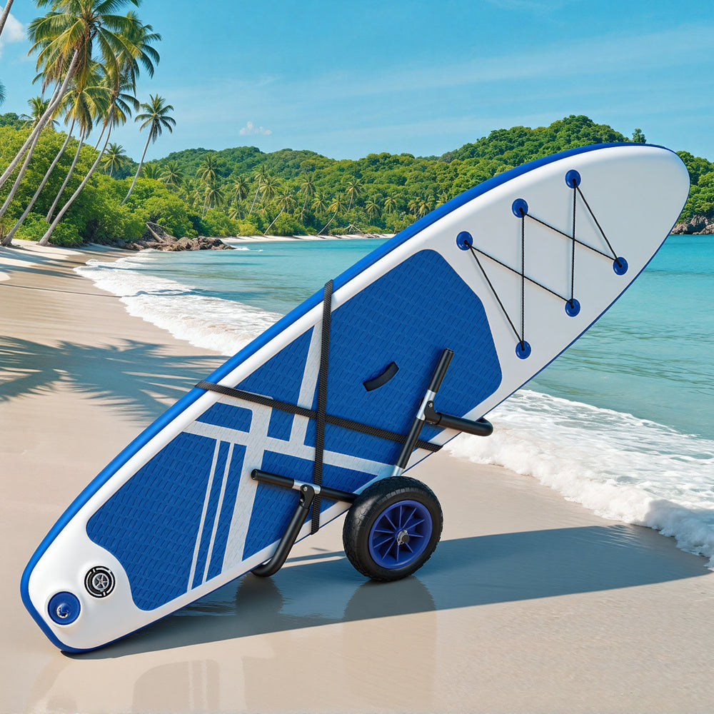 Ikodm SUP Transportwagen mit Luftreifen und Spanngurt für Kajak & Surfbrett