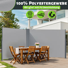 Ikodm Seitenmarkise Sichtschutz Ausziehbar 160/180cm Höhe Doppelseiten