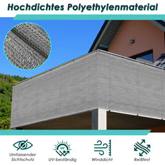Ikodm Sichtschutz HDPE 150 g/m² Windschutz Grün/Grau