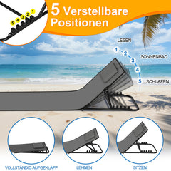 Ikodm Strandliege Tragbar Strandmatte mit Verstellbarer Höhe 145cm