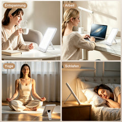 Ikodm Tageslichtlampe Tageslicht 10000 Lux Lichttherapie LED Lampe Dimmbar SAD Timer