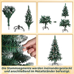 Ikodm Künstlicher Weihnachtsbaum mit Tannenzapfen und Schnee