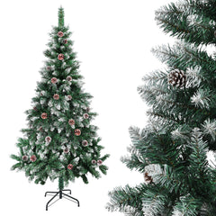 Ikodm Künstlicher Weihnachtsbaum mit Tannenzapfen und Schnee