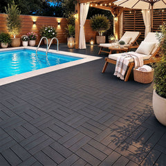 Ikodm Terrassenfliesen, 11 Stück Klickfliesen aus Kunststoff, 30 × 30 × 2 cm, ca. 1 m², für Balkon, Terrasse, Garten und Pool